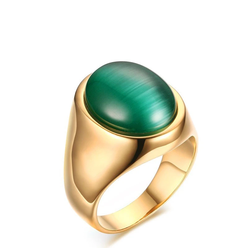 Green opal gold ring