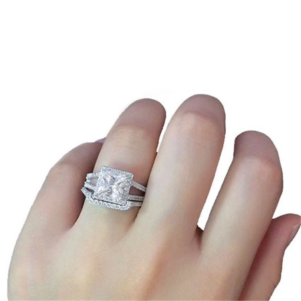 Wish hot new cross-border exclusive inlaid zircon ladies ring engagement ring factory direct wholesale