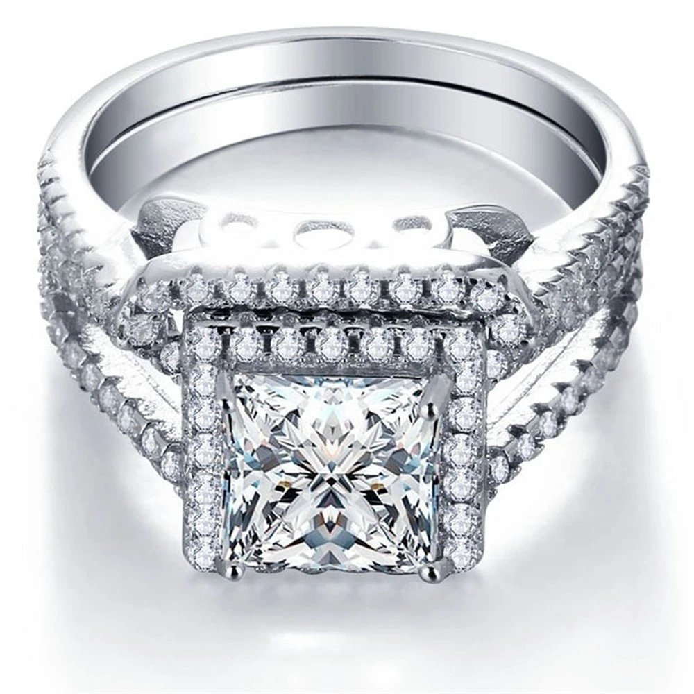 Wish hot new cross-border exclusive inlaid zircon ladies ring engagement ring factory direct wholesale