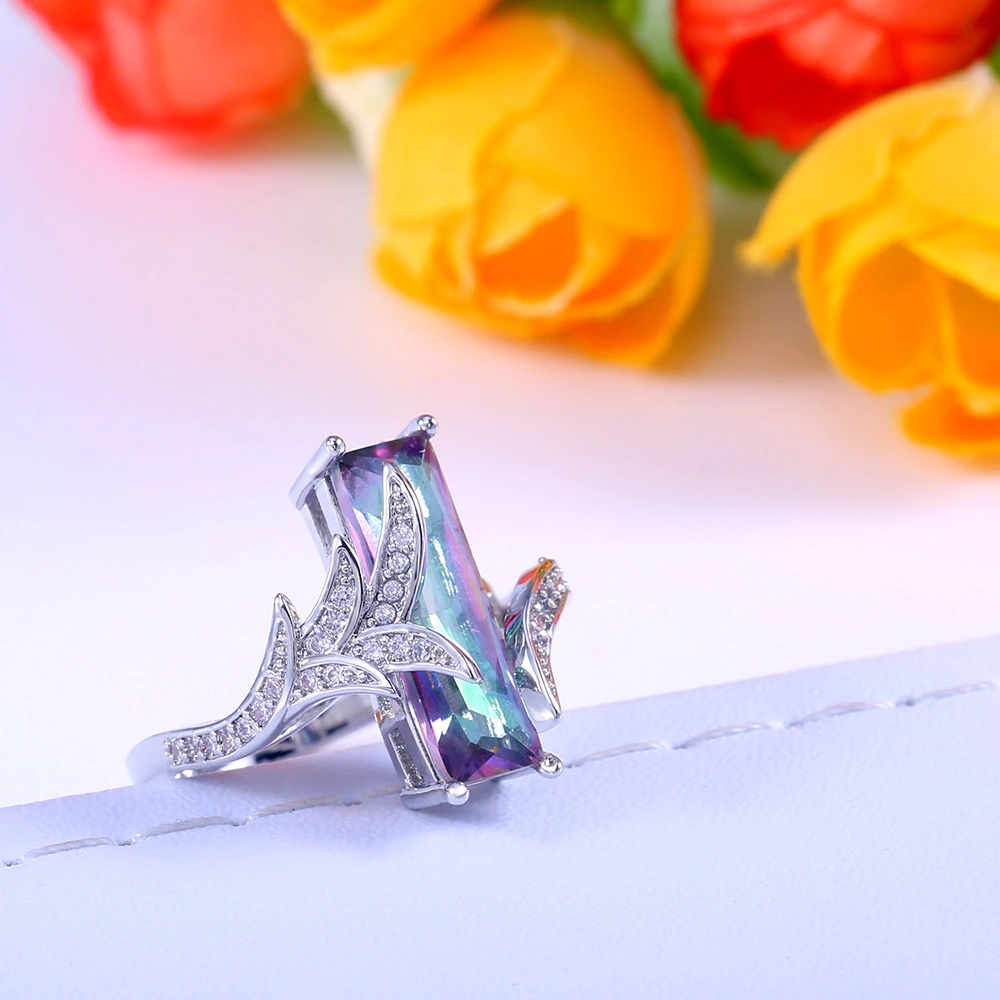 Seven color topaz diamond ring