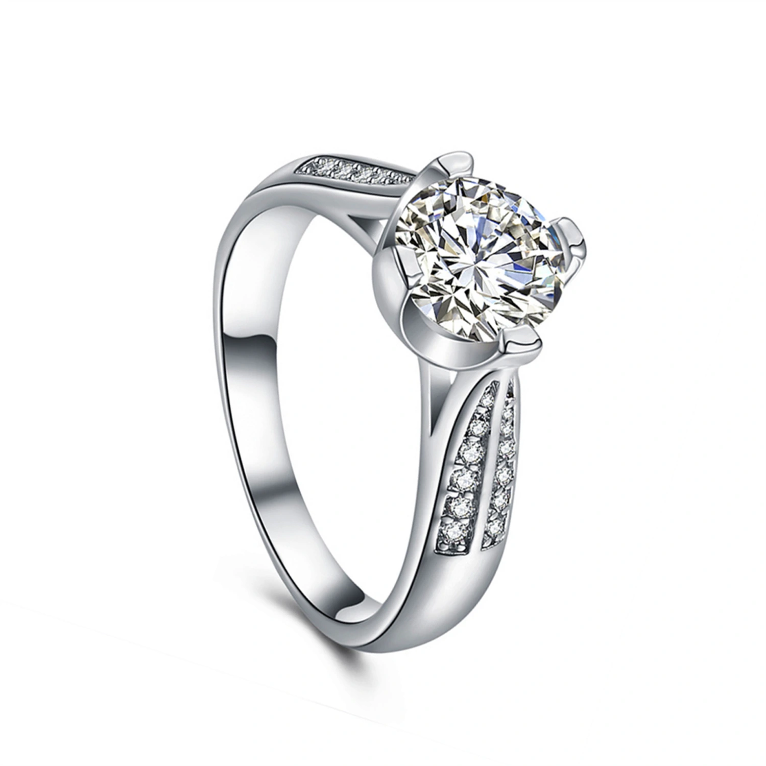 Classic one carat simulation diamond ring micro AAA zircon four claw wedding ring