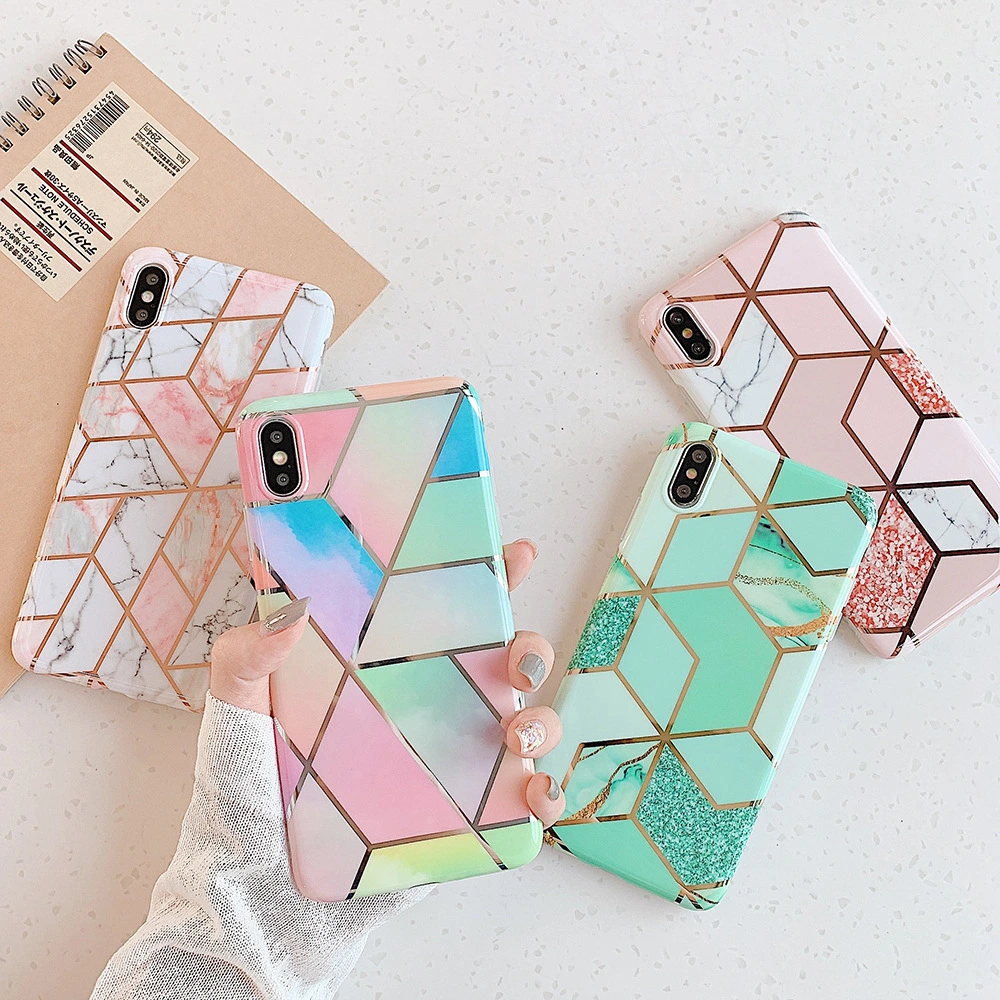 Compatible With  , Retro Geometric Marble Mobile Phone Case