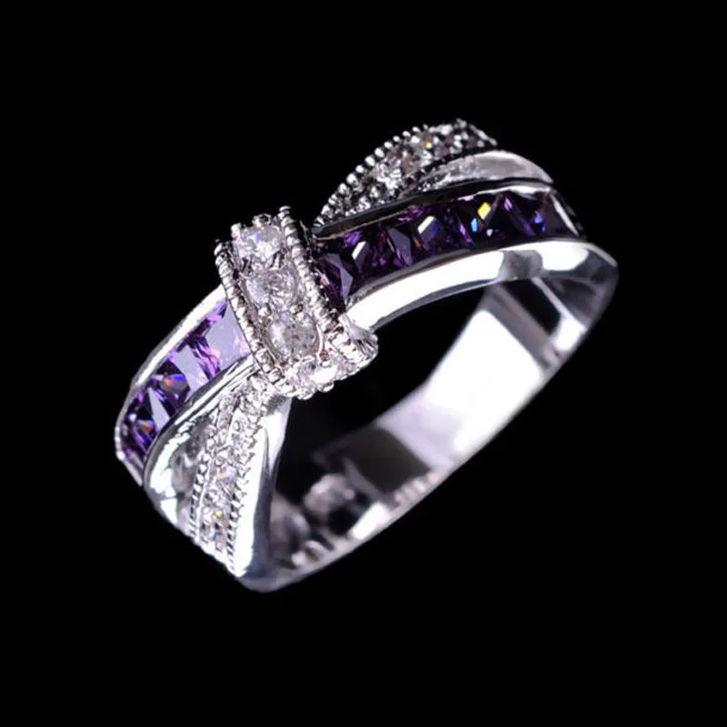 Electroplated amethyst diamond ring