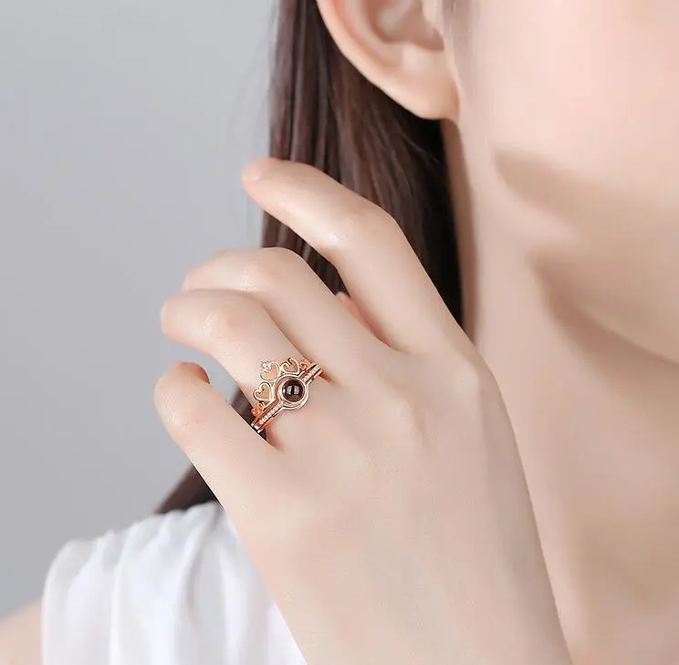 I Love You In 100 Languages Love Crown Projection Ring