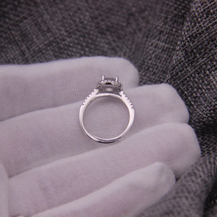 Silver diamonds and square fashion wedding rings