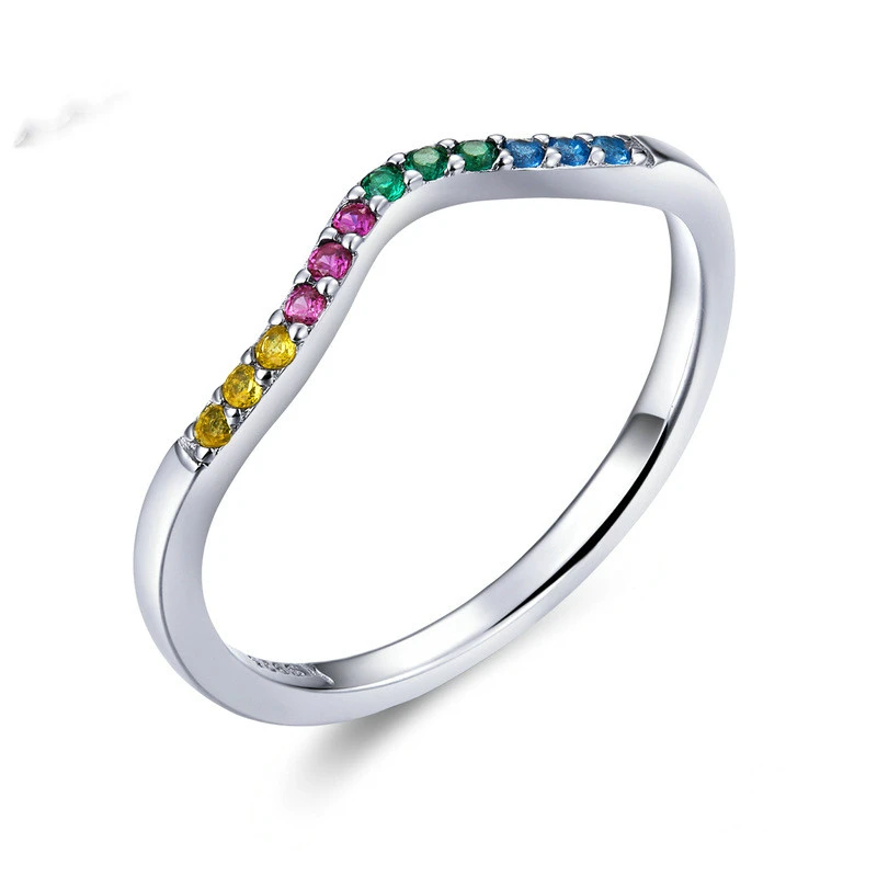 Rainbow zircon ring