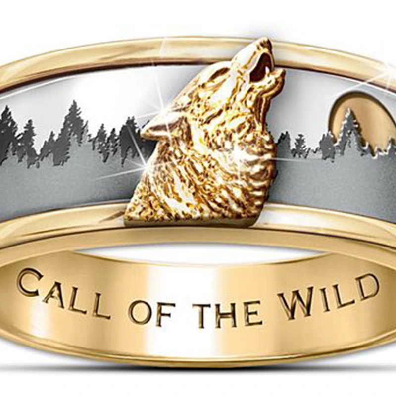 Two-tone Forest Wolf Ring