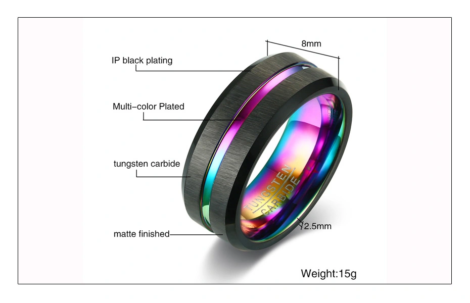 Black Brushed Tungsten Carbide Wedding Ring