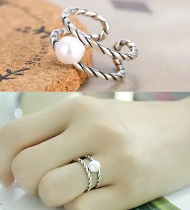 Twisted pearl ring