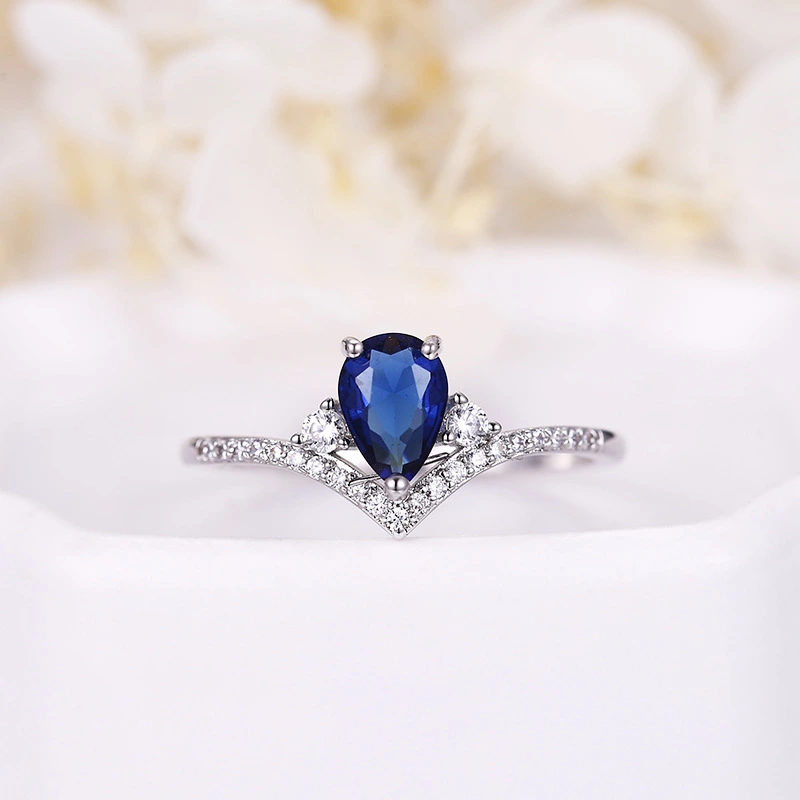 Ladies Water Drop Sapphire Ring