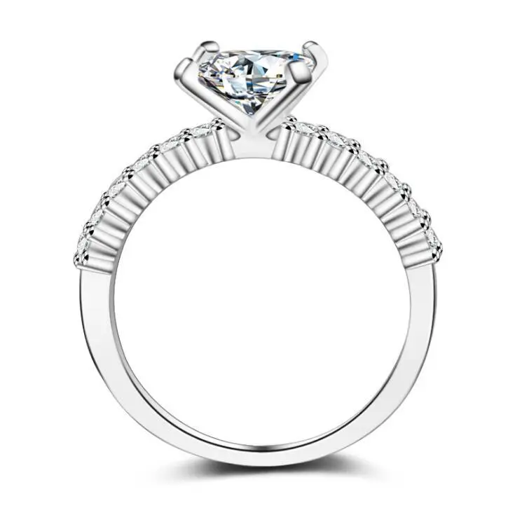 Marriage Square Diamond Princess Girl Female Ring Classic Four Claw Diamond Ring Platinum Not Fading Ghosts Jewelry
