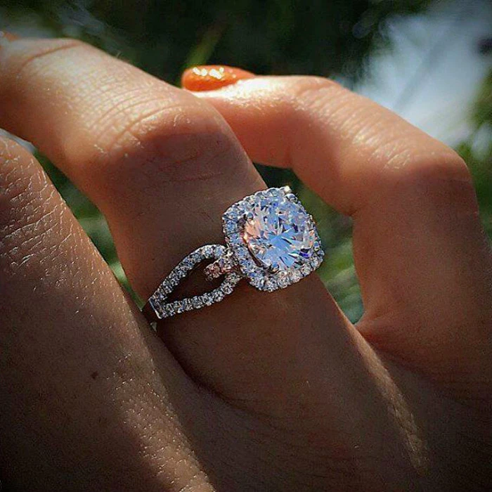 Europe and the United States hot zircon jewelry plated platinum gemstone jewelry trend ring