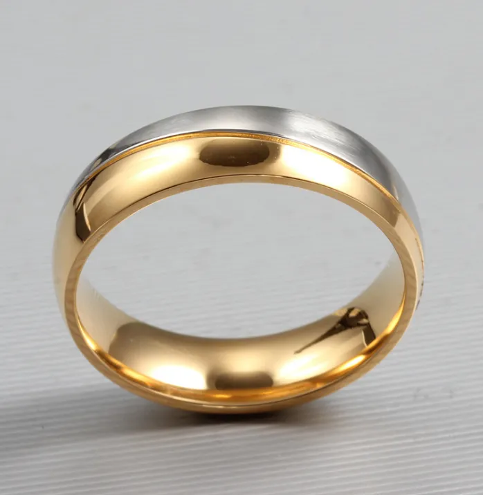 Romantic Wedding Rings For Lover Gold-Color Stainless Steel Couple Rings For Engagement Party Jewelry Wedding Bands