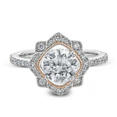 Two-tone plating ring in 18k rose gold
