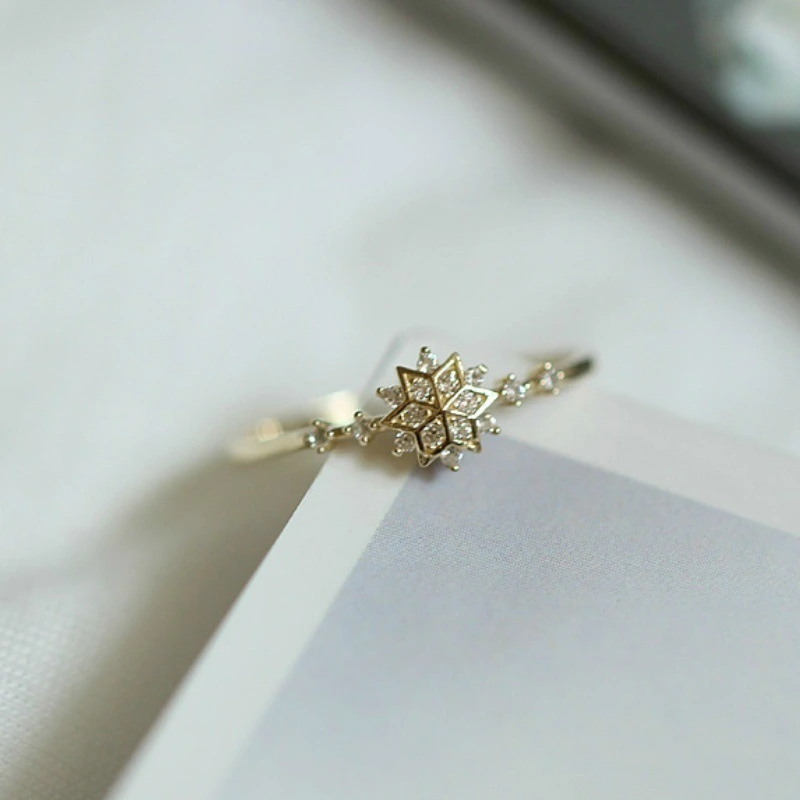 Snowflake-studded ring