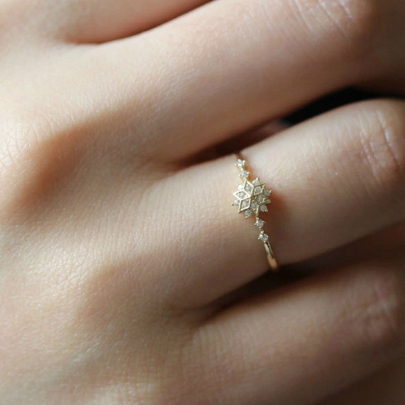 Snowflake-studded ring