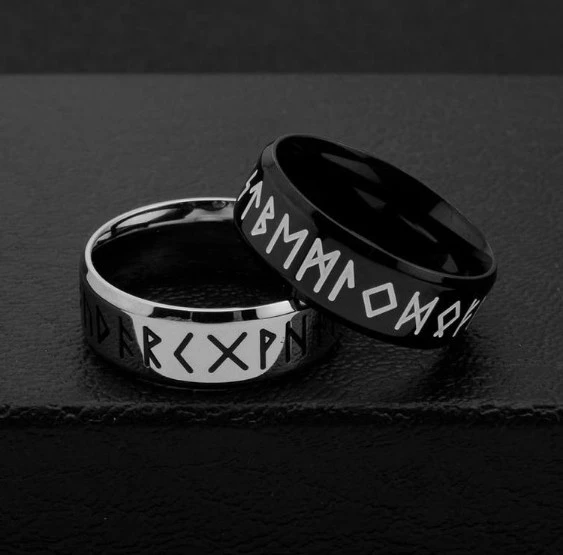 Rust steel jewelry men's Viking digital ring