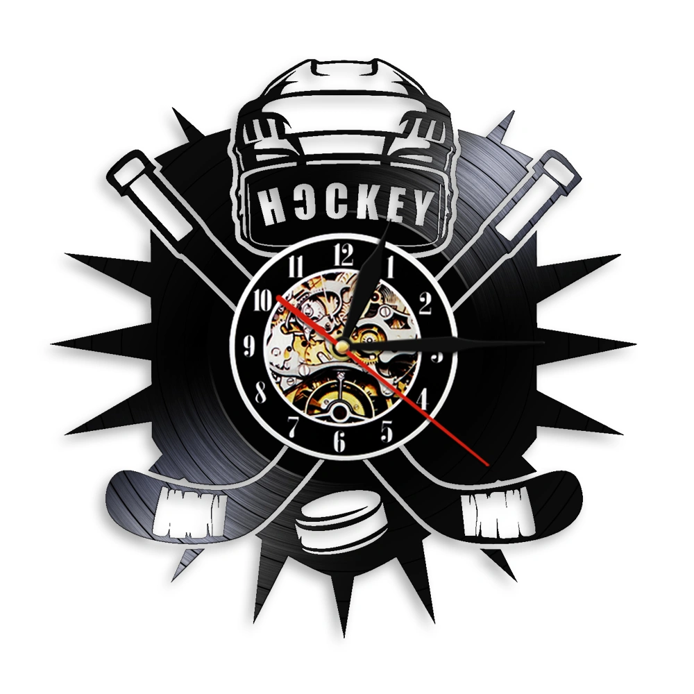 Ice hockey vinyl record wall clock