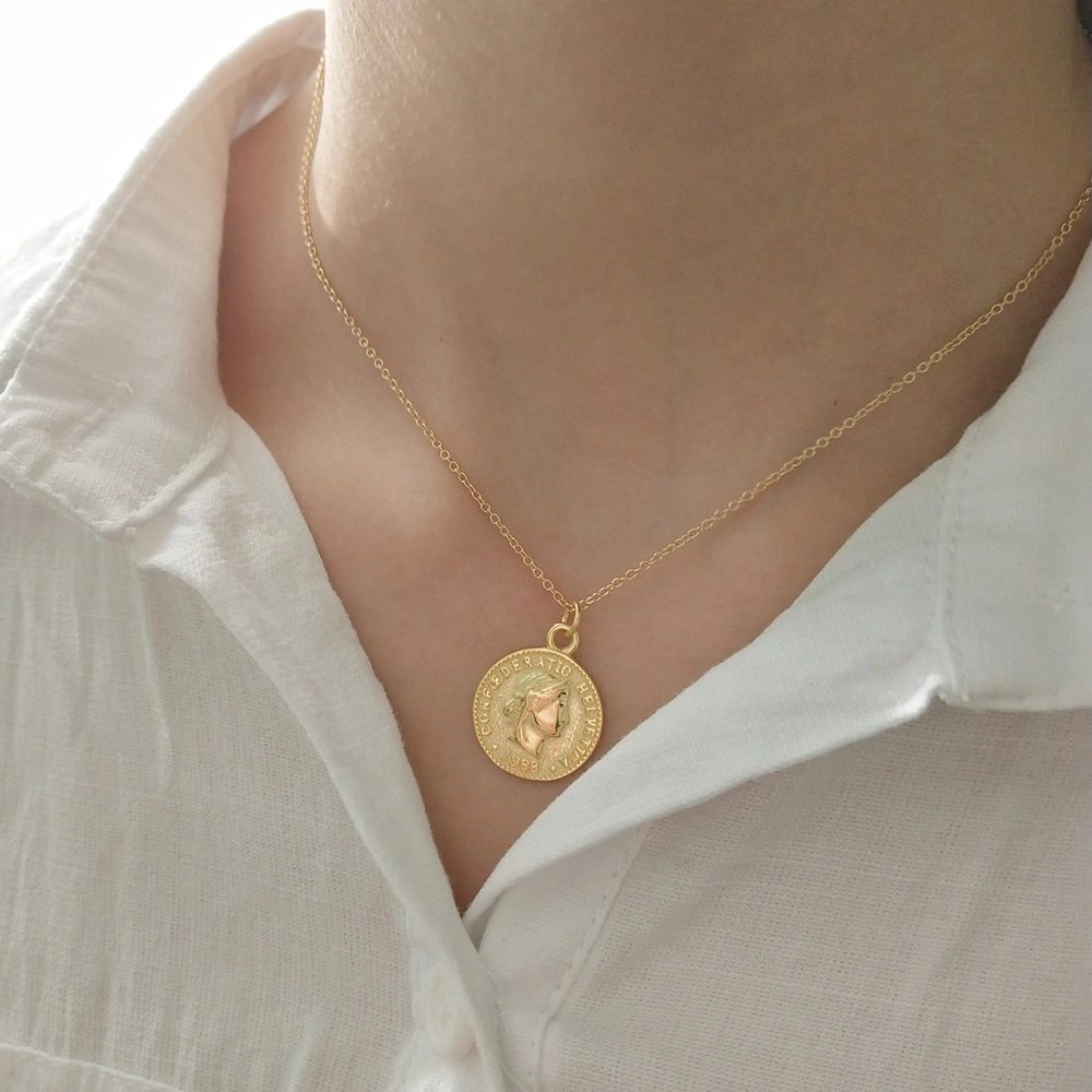 925 sterling silver gold dollar coin pendant necklace