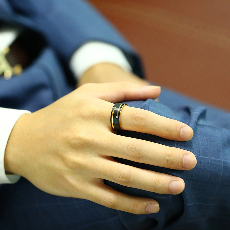 Tungsten Ring Diamond Two-tone Men's Ring