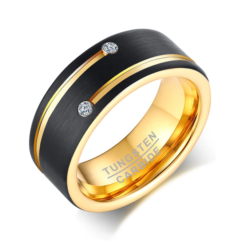 Tungsten Ring Diamond Two-tone Men's Ring