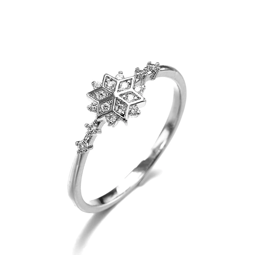 14k Gold Plated Snowflake Diamond Ring