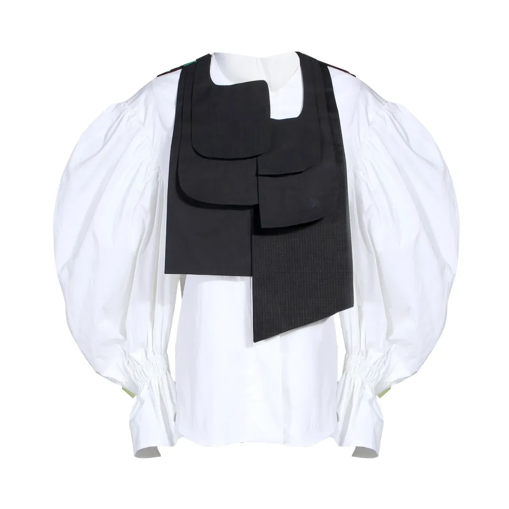Palace bubble lantern sleeve vest shirt two-piece