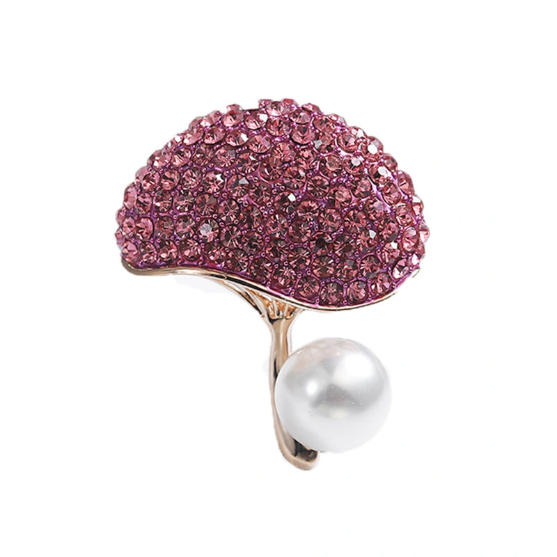 Korean Style All-Match Cute Alloy Diamond Brooch Female with Mushroom