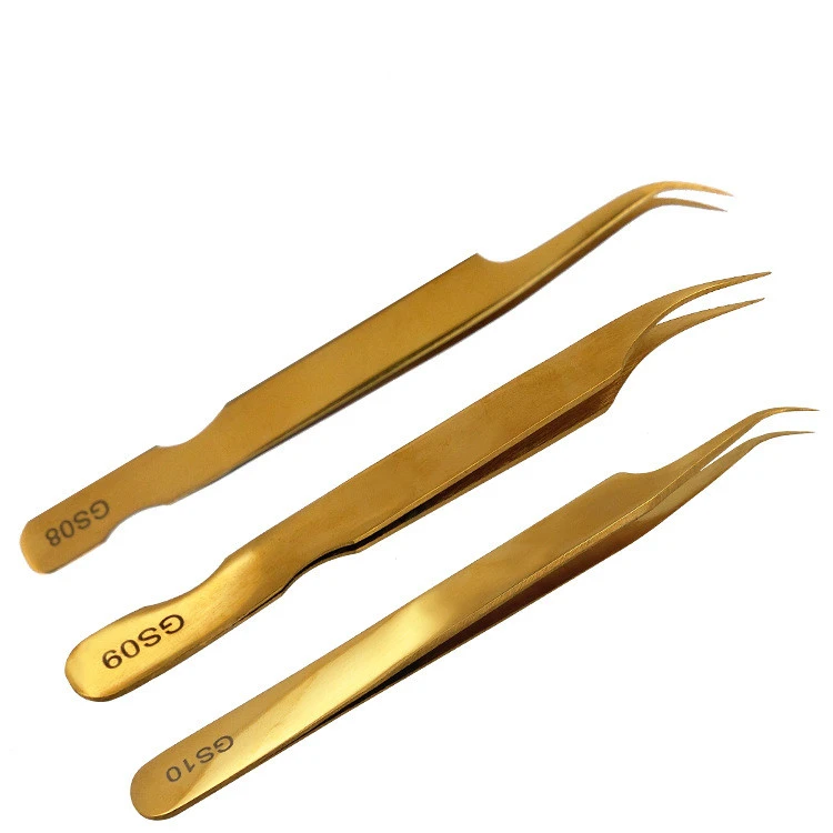 Gold Plated Eyelash Extension Tweezers Eyelash Tool