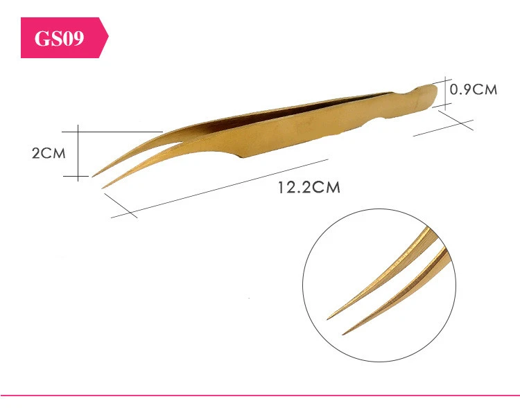 Gold Plated Eyelash Extension Tweezers Eyelash Tool