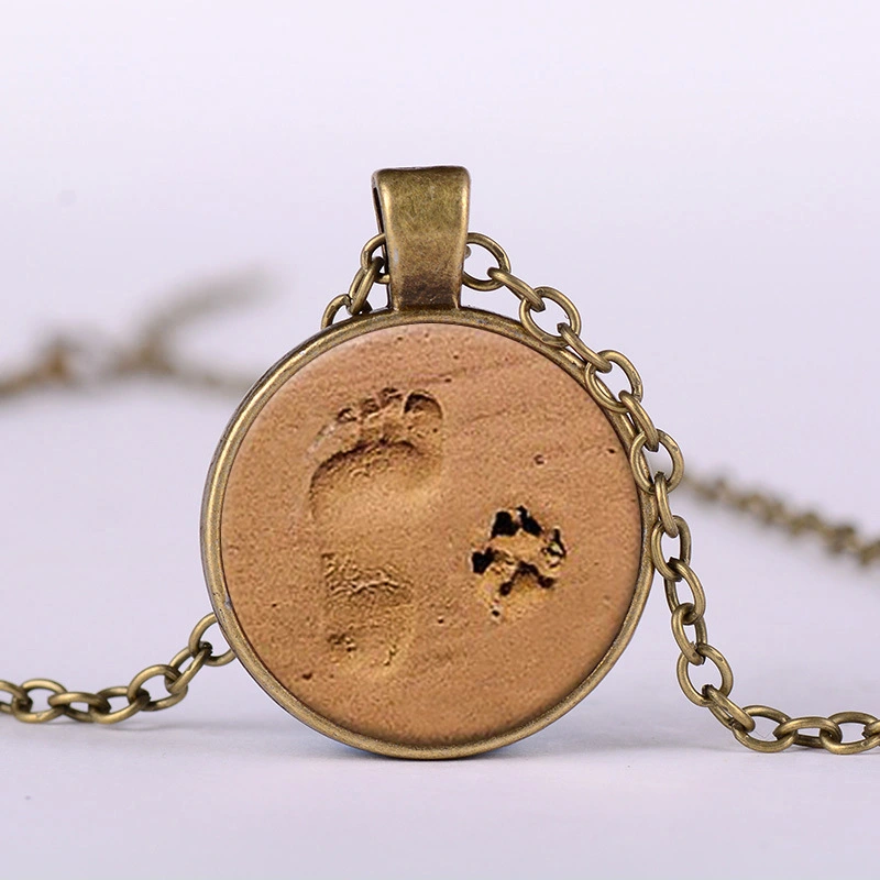 Beach small ankle item with dog footprints necklace