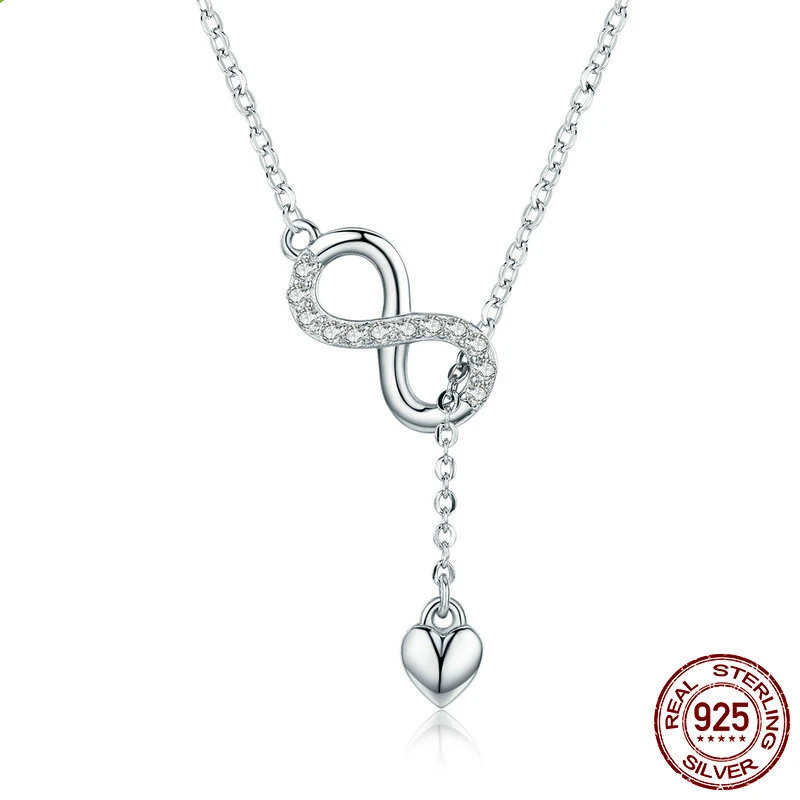 S925 sterling silver ladies figure eight lucky necklace