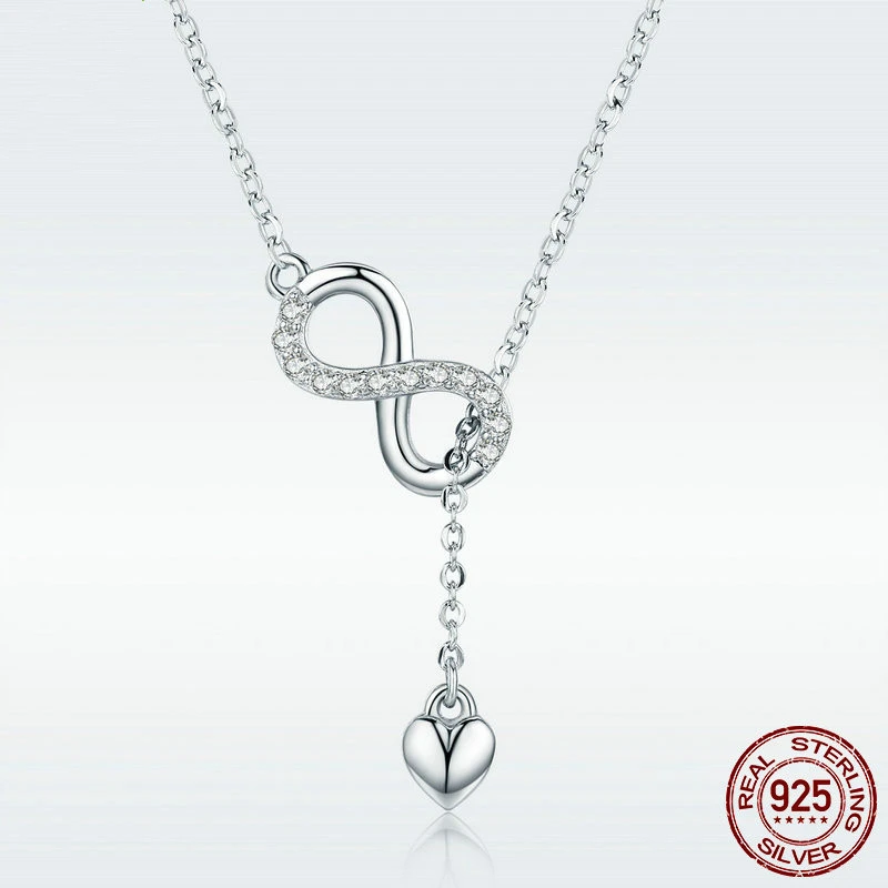 S925 sterling silver ladies figure eight lucky necklace