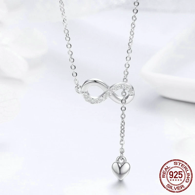 S925 sterling silver ladies figure eight lucky necklace