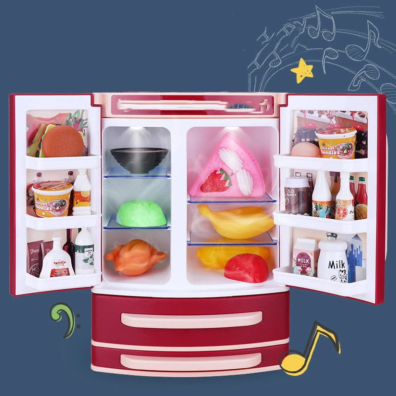Boy and girl play house washing machine kitchen toy