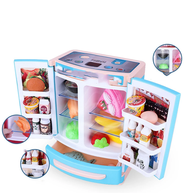 Boy and girl play house washing machine kitchen toy