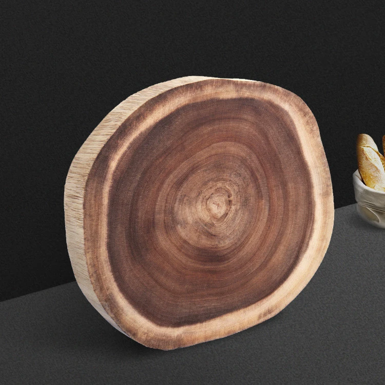 Round double-sided log cutting board