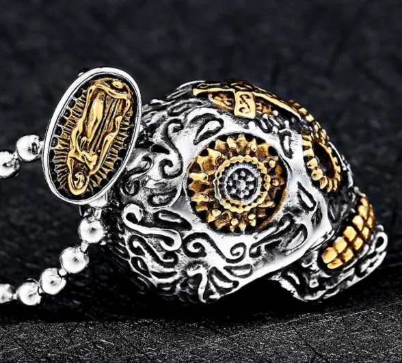 BEIER Cool Men's Gothic Carving Pendant Necklace Stainless Steel High Quality Detail Biker Skull Jewelry for man BP8-256