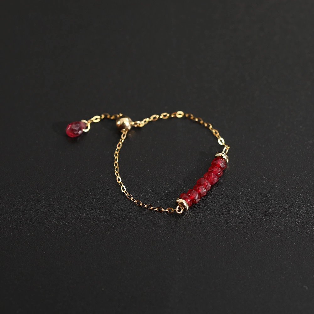 Ruby Wrapped Gold Color Treasure Chain Ring