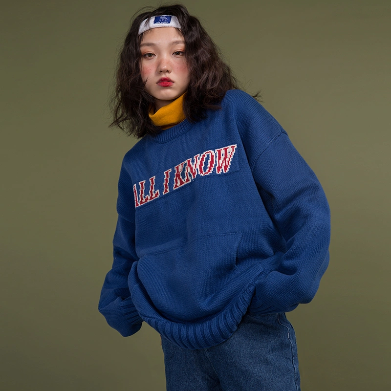 With a Viscount/2021 early spring new clothes odd maker "ALL I KNOW" sweater female street girl wind