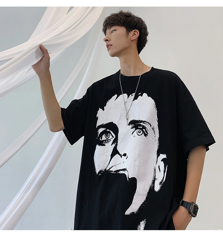 Short-sleeved T-shirt Tide Brand Hong Kong Style Fat Big Size Clothes Loose Trend Couple Ins Men's Clothing