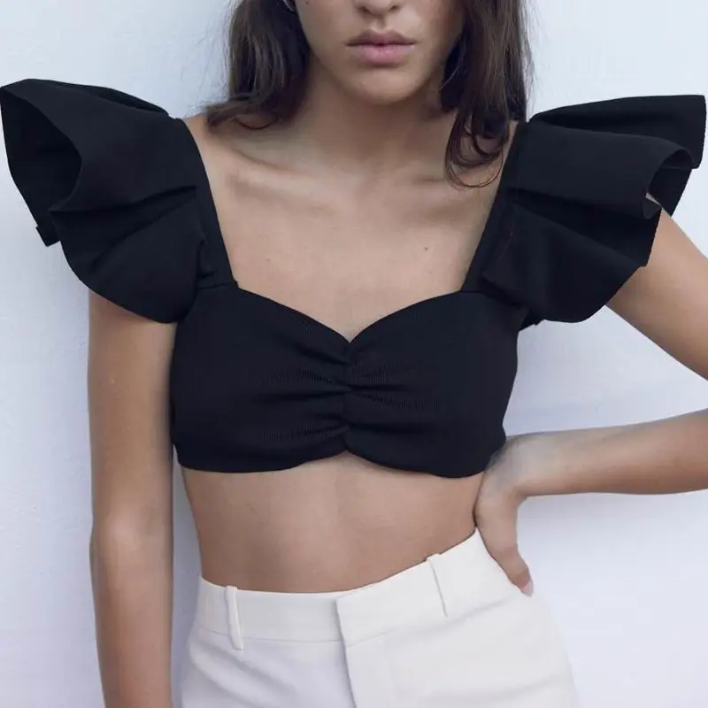 Ruffled layered knitted top