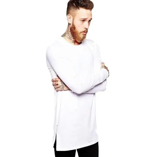 Hip hop Long Sleeve Side Zippers T shirt
