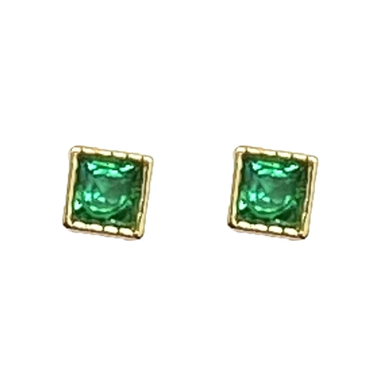 Emerald sugar cube earrings