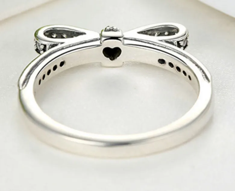 Korean version of the cute bow ring female 30% silver jewelry small girl ring fashion jewelry Thai silver ring