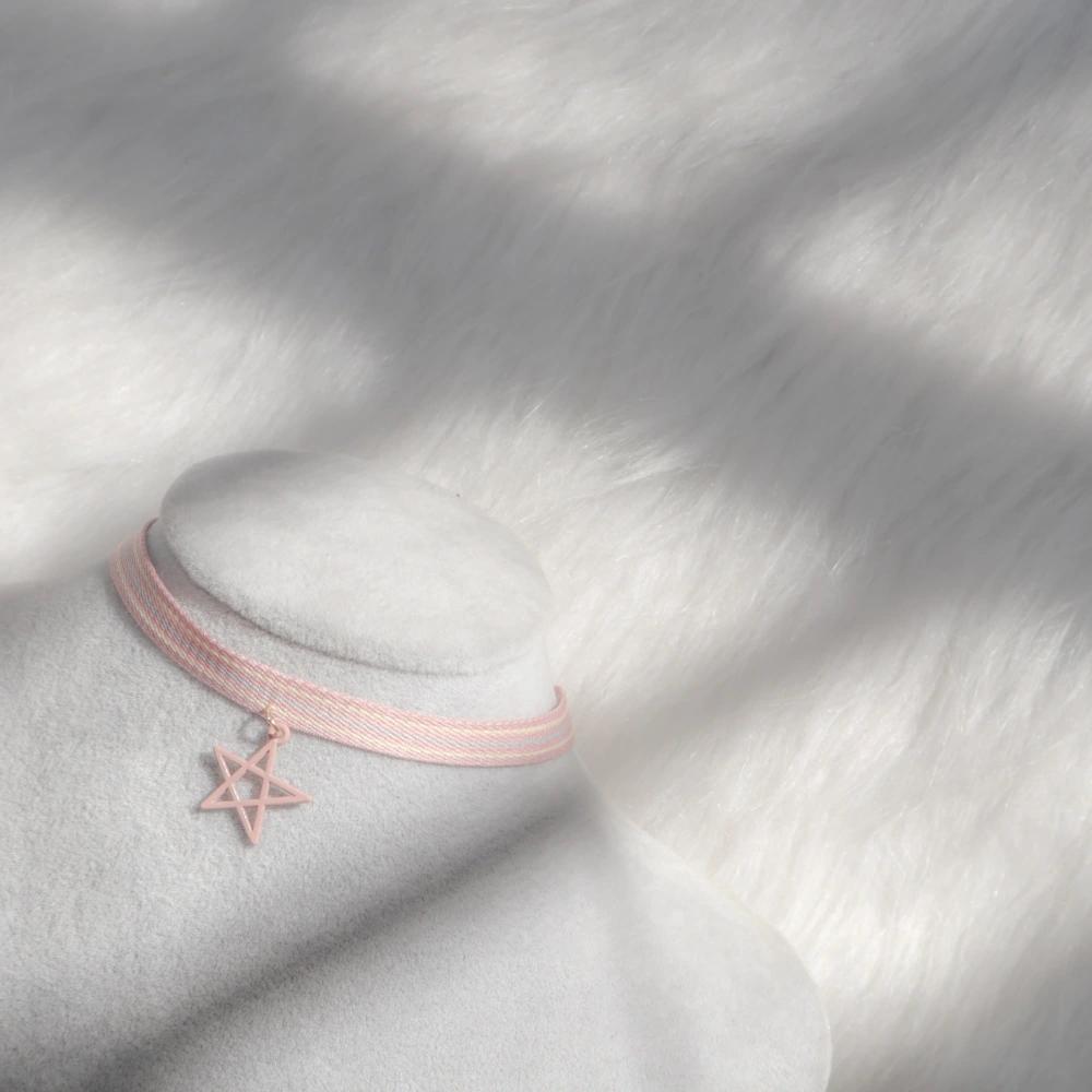 Pink Girly Heart Fairy Style Color Striped Neckband