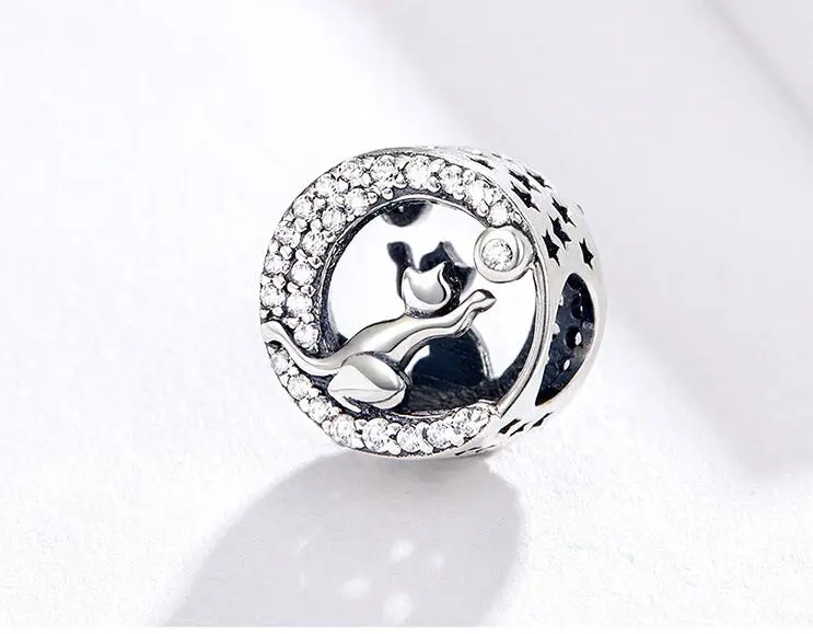 Original Cute Animal Happy Kitty 925 Sterling Silver Beads Beaded Bracelet Jewelry Accessories