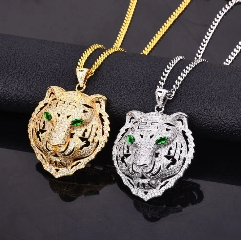 Full diamond tiger head pendant
