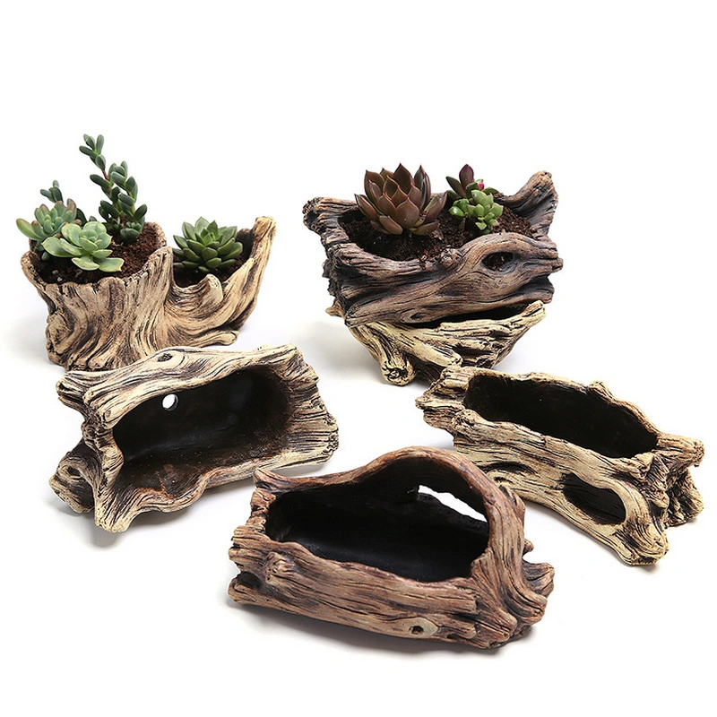 Cement root carving succulent flower pot