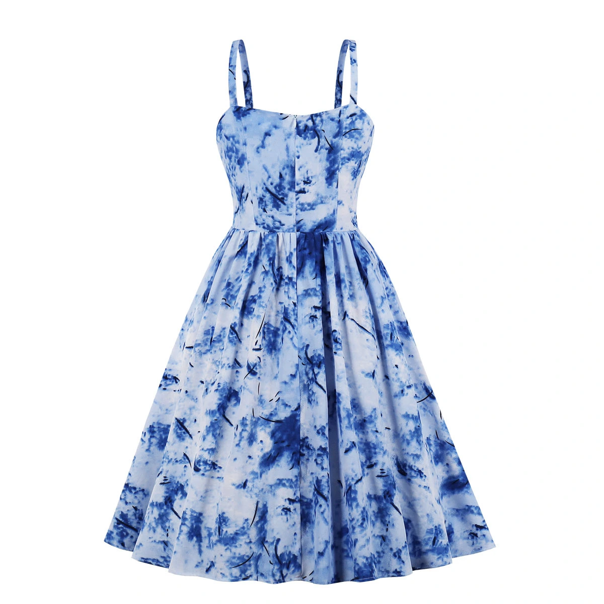 Pocket tie-dye print suspender skirt